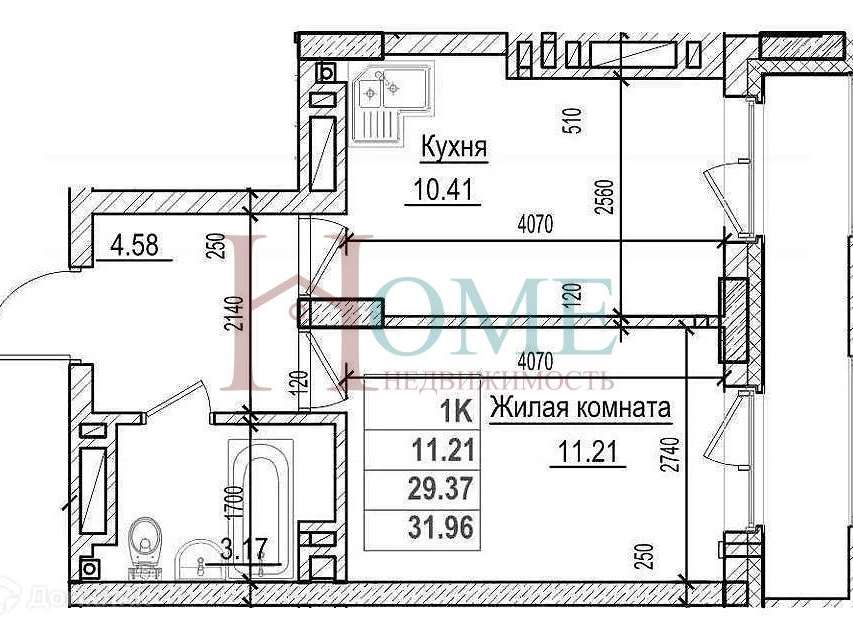 Однокомнатная квартира Новосибирск улица, фото №1