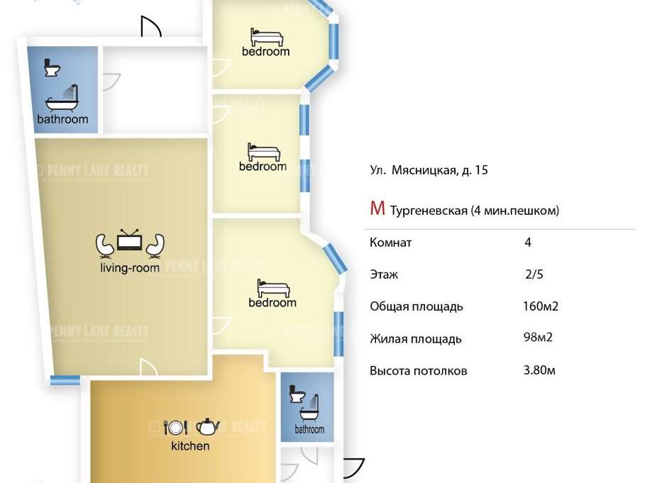 4-х комнатная квартира Мясницкая улица, 15, фото №1