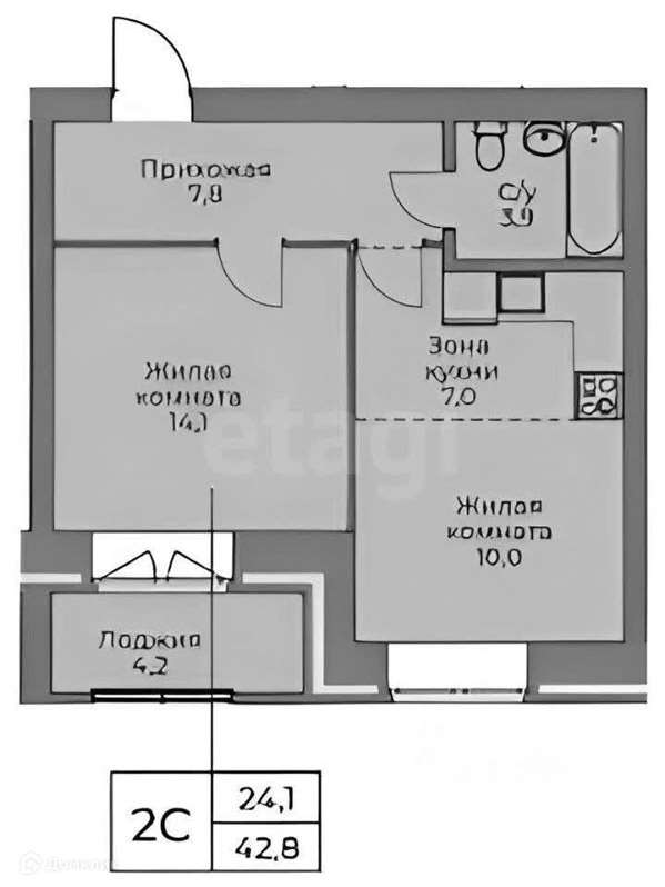 Двухкомнатная квартира Новосибирск улица, фото №9